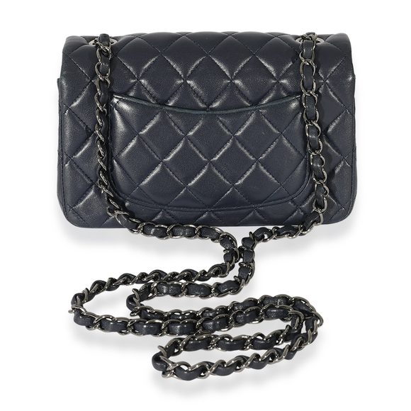 Chanel Navy Quilted Lambskin Rectangular Mini Flap Bag - Picture 3 of 8